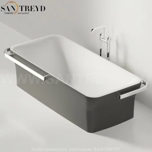 Ванна свободностоящая NOVECENTO с 2 держателями для полотенца графитовая