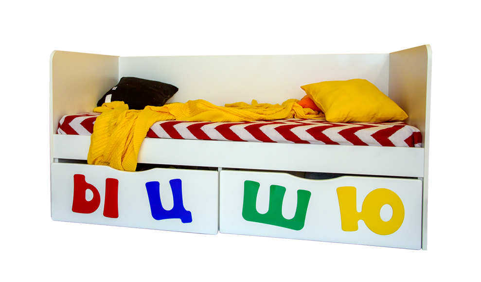 Детский диван-кровать с 2 ящиками "Абвгдейка" МАНДАРИН АБВГДЕЙКА 178607 Белый Santreyd  - Вид №2