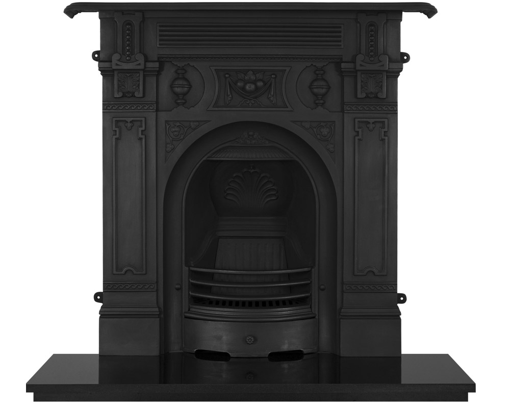 RX135 Большой комбинированный камин из чугуна в викторианском стиле Сarronheating  - Вид №3