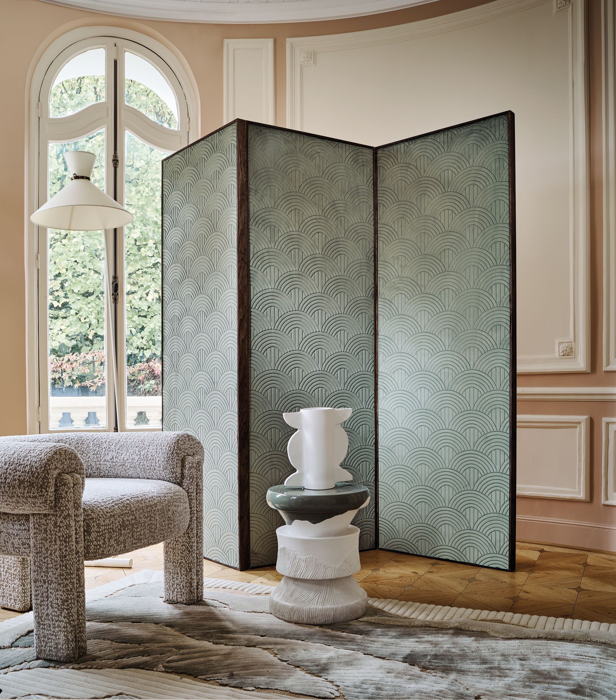 Трехмерная однотонная настенная ткань с графическими узорами Casamance Arcane ARCH-00077318 - Вид №4