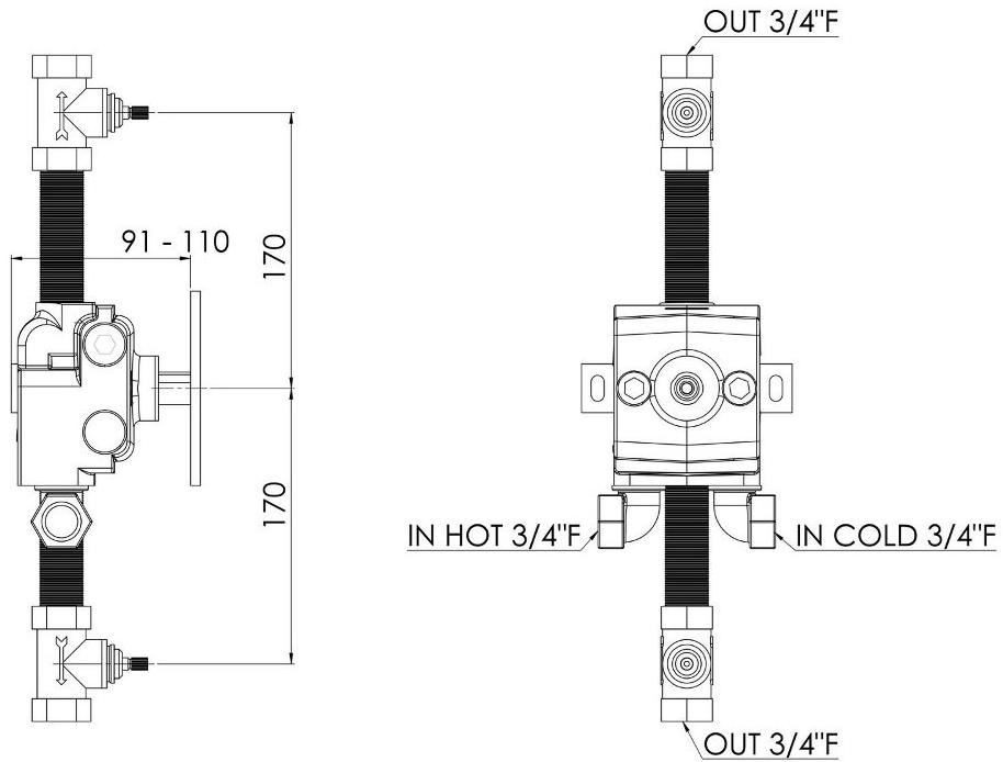 rvb Смеситель для душа на 3 отверстия с переключателем Flamant docks 4080.--.94 - Вид №1