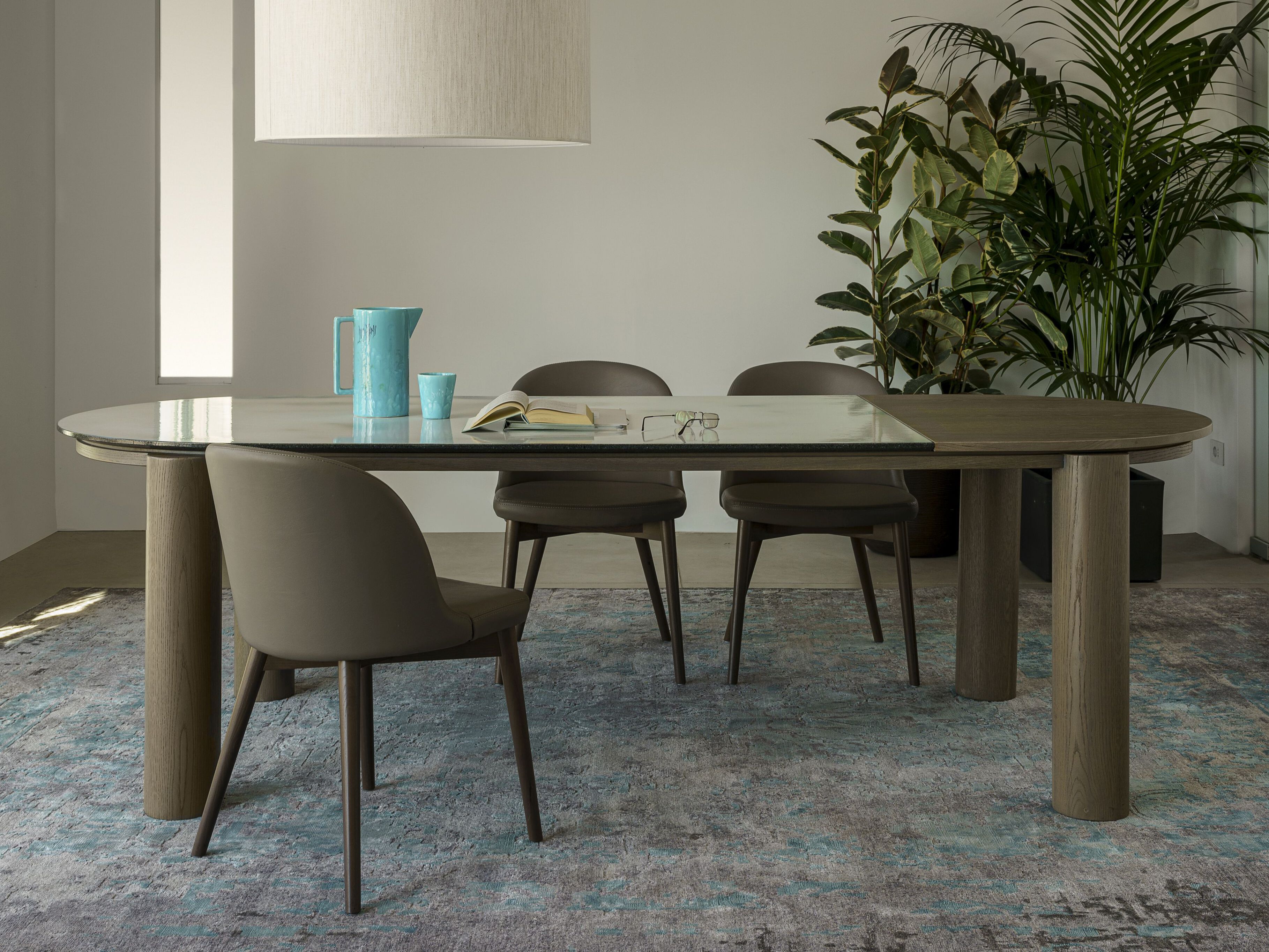 Овальный стол из фаянса и дуба DOMIZIANI современный ARCH-00075602