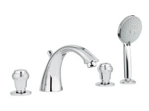 Хромированный латунный кран с 4 отверстиями