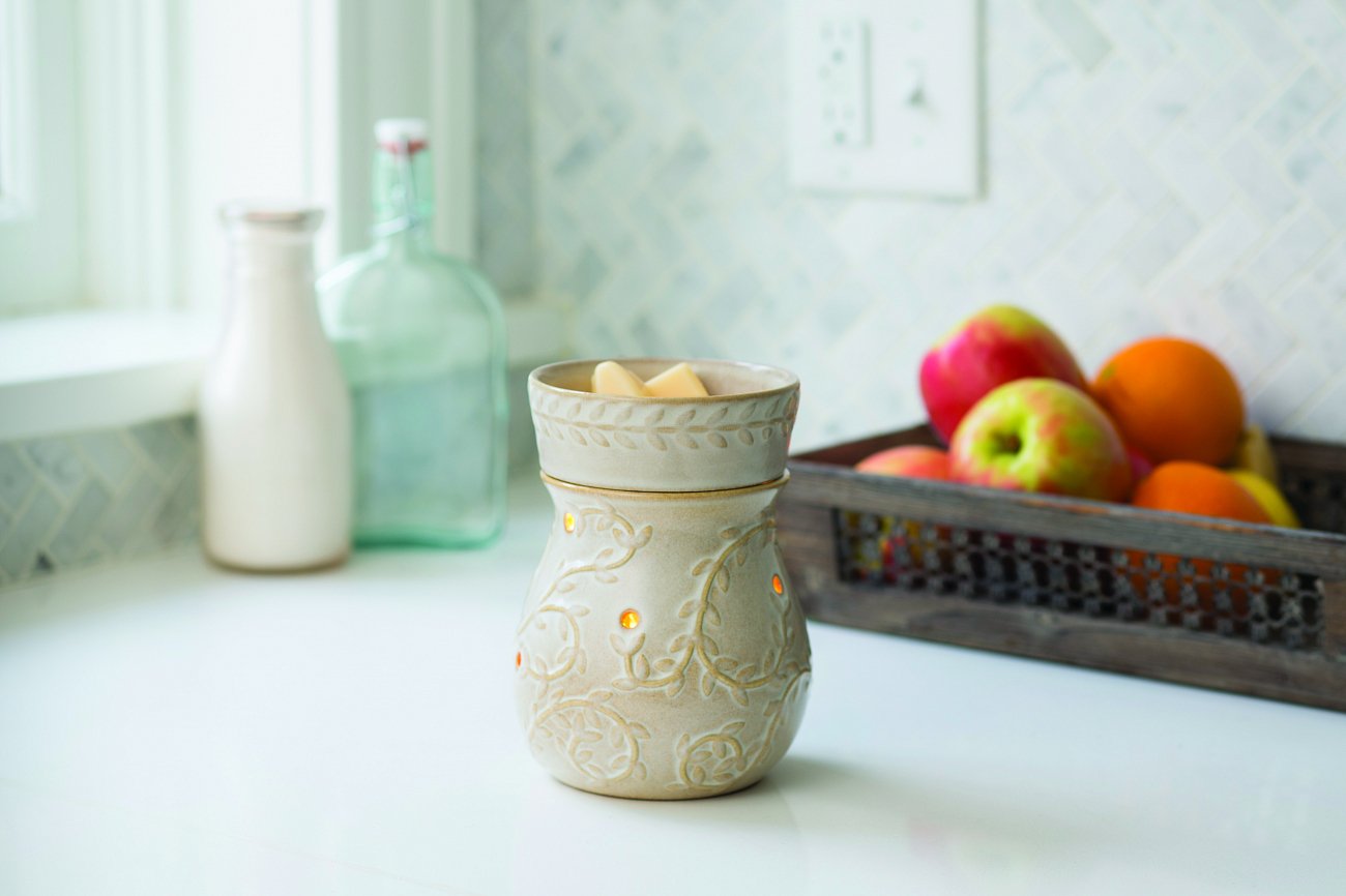 Аромасветильник настольный "Виноградная лоза" керамика CANDLE WARMERS  268162 Бежевый  - Вид №1