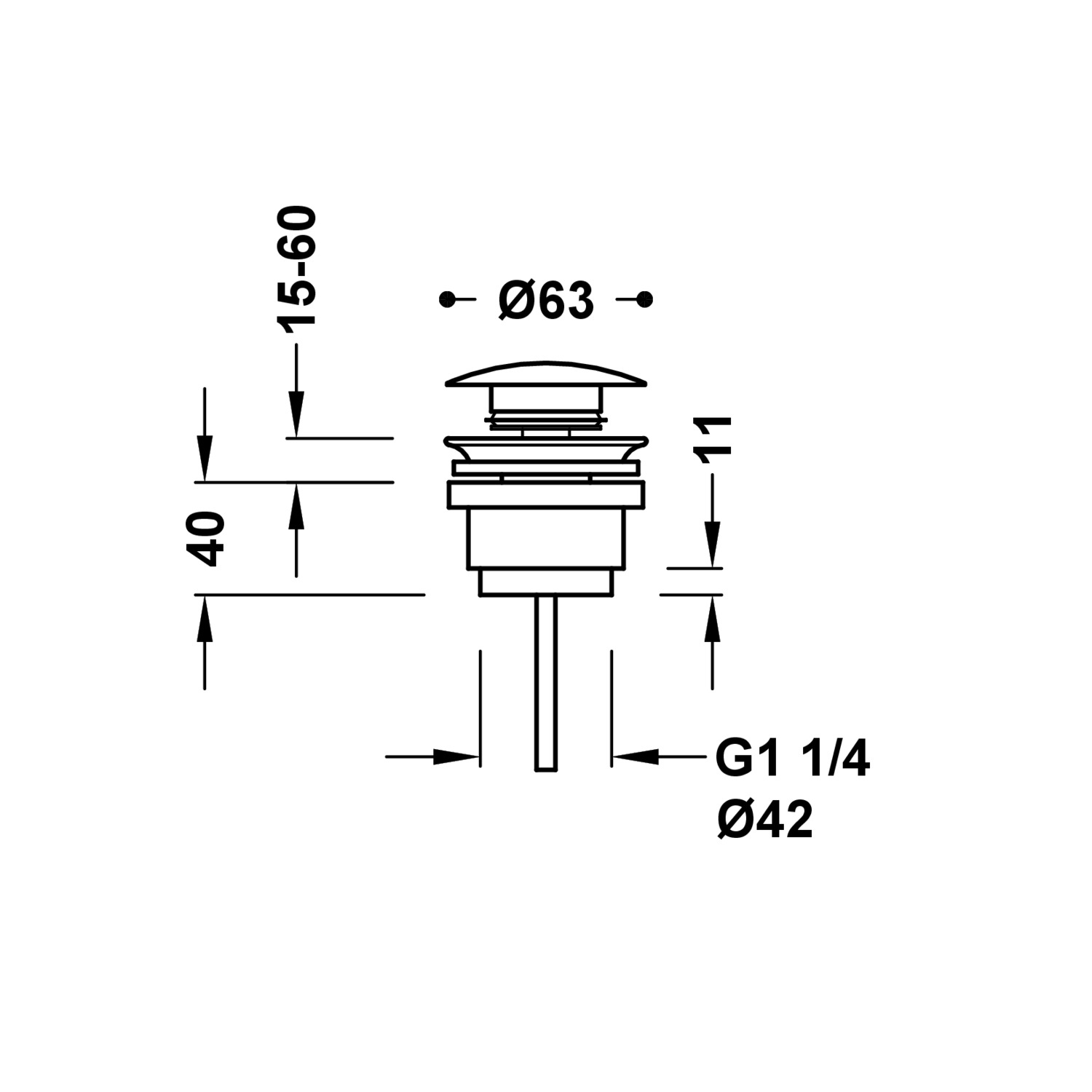 Простой и быстрый сливной клапан для умывальника Click-clack-13454010 TRES Drain - Вид №1