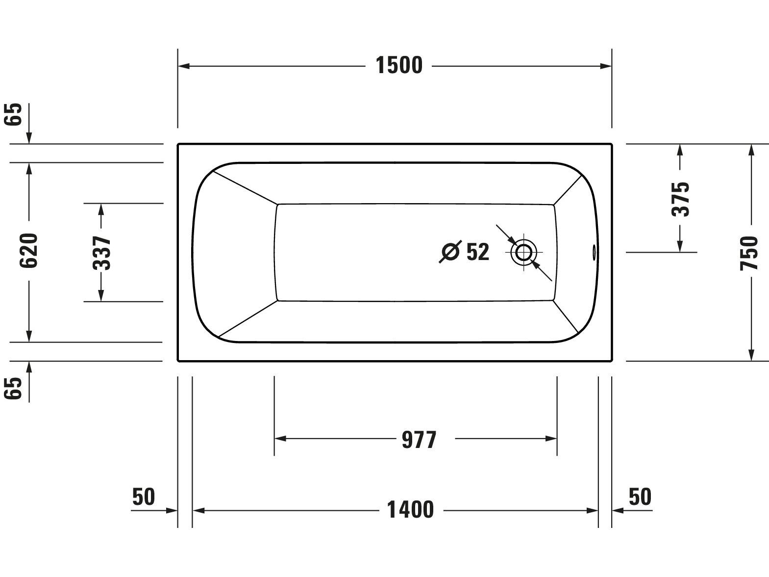 Встраиваемая полимерная прямоугольная ванна Duravit Qatego ARCH-00062403 - Вид №4