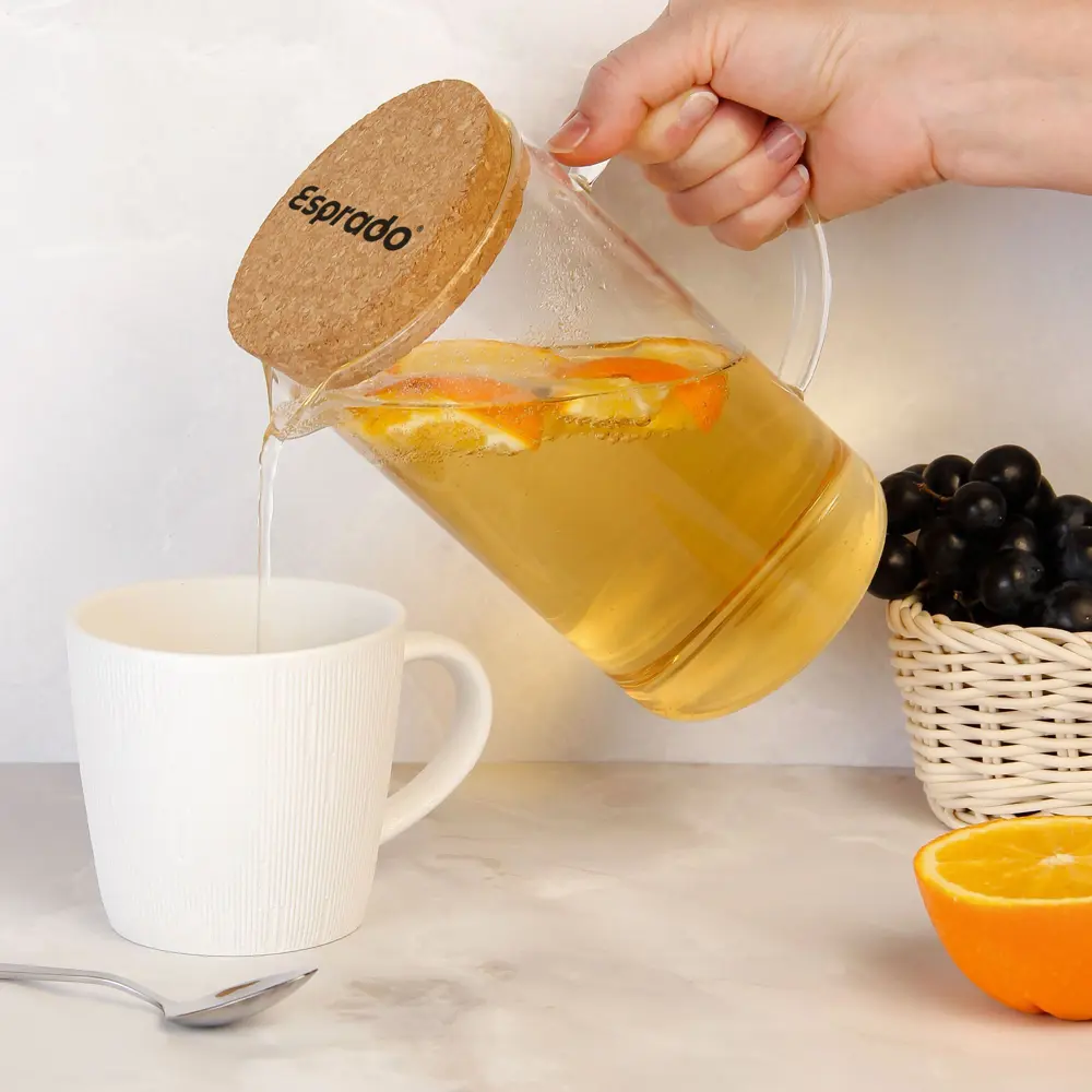 Кувшин 0.9 л Esprado Corteza с крышкой стекло цвет прозрачный Santreyd STLM-2172835 - Вид №4