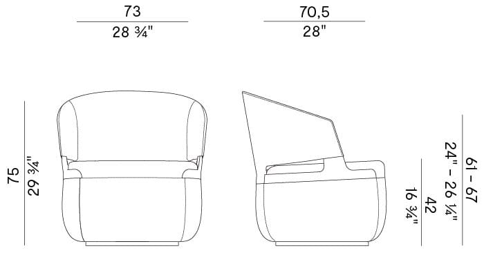 Съемное вращающееся кресло из ткани Potocco ARCH-00126952 - Вид №2