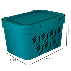 Ящик DELUXE с крышкой 18.9x11x13.2 см 1.9 л полипропилен цвет голубой