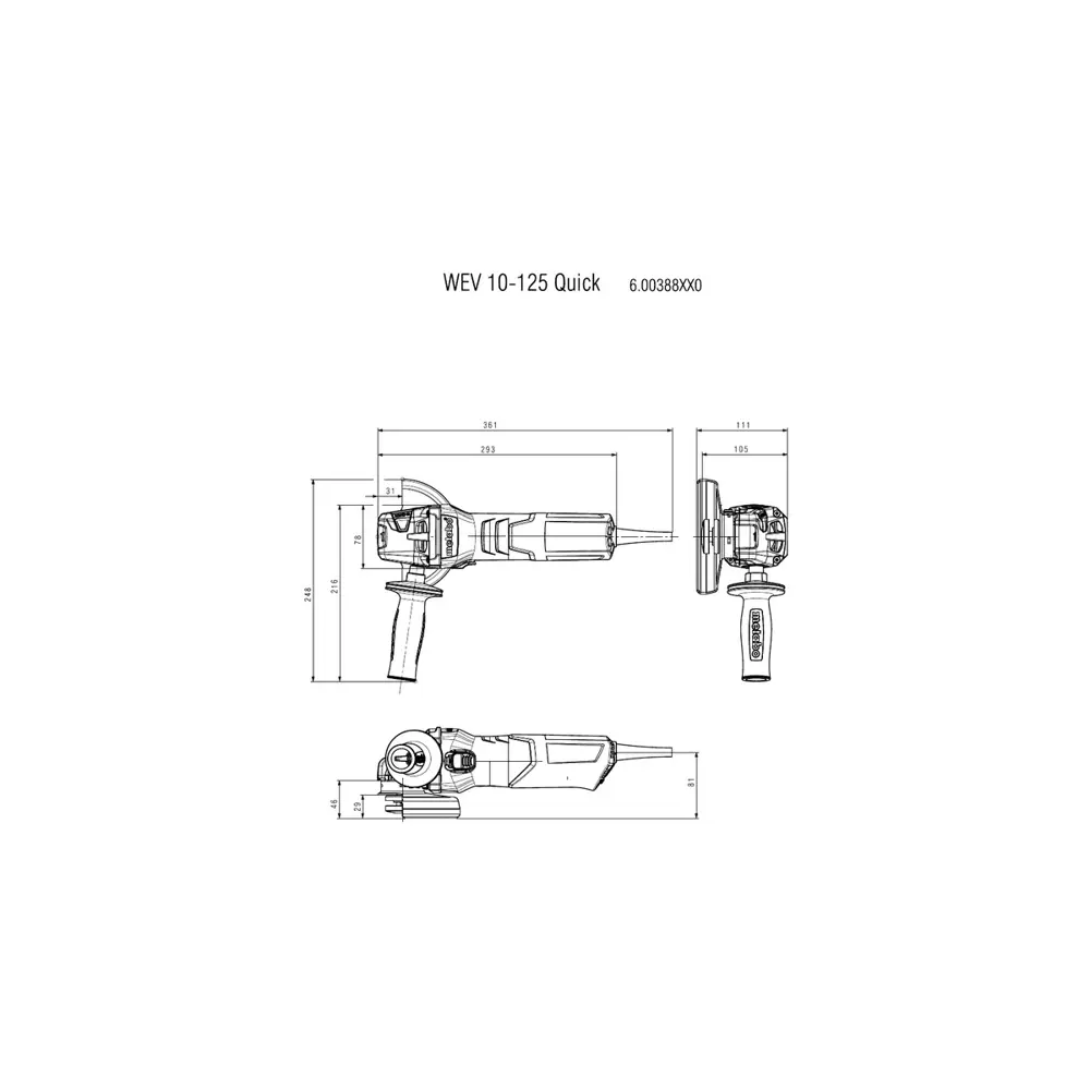 УШМ (болгарка) Metabo WEV 10-125 Quick, 600388950, 1000 Вт, 125 мм 15178303 STLM-2202405  - Вид №6