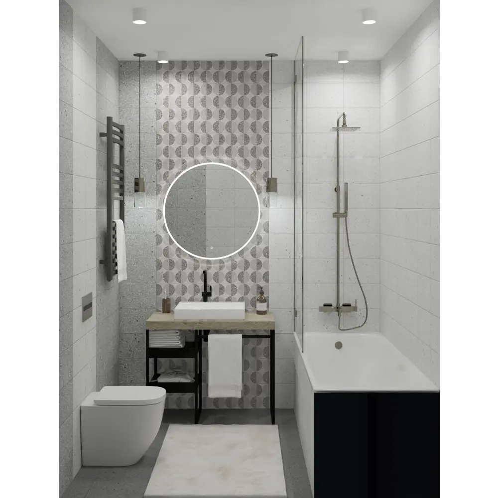 Плитка настенная Axima Руан 20x30 см 1.44 м² матовая цвет серый терраццо с орнаментом STLM-2097537 - Вид №2