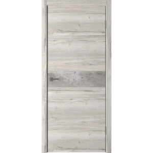 Дверь межкомнатная глухая Палладиум HR 90x200 см ПВХ цвет дуб галифакс сер./бетон краколет с замком и петлями