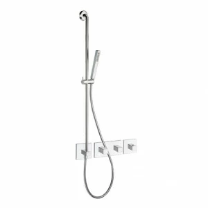 CRIXQ766 Внешние части термостатического смесителя для CRICS718 со скользящей штангой, ручным душем с защитой от накипи, гибким шлангом LONG LIFE и металлической пластиной Cristina Rubinetterie