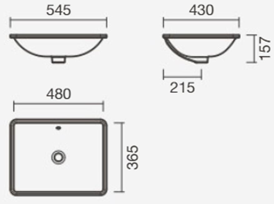 Встраиваемая снизу раковина  AIDA  55 см S10060030500000 Sanitana - Вид №2