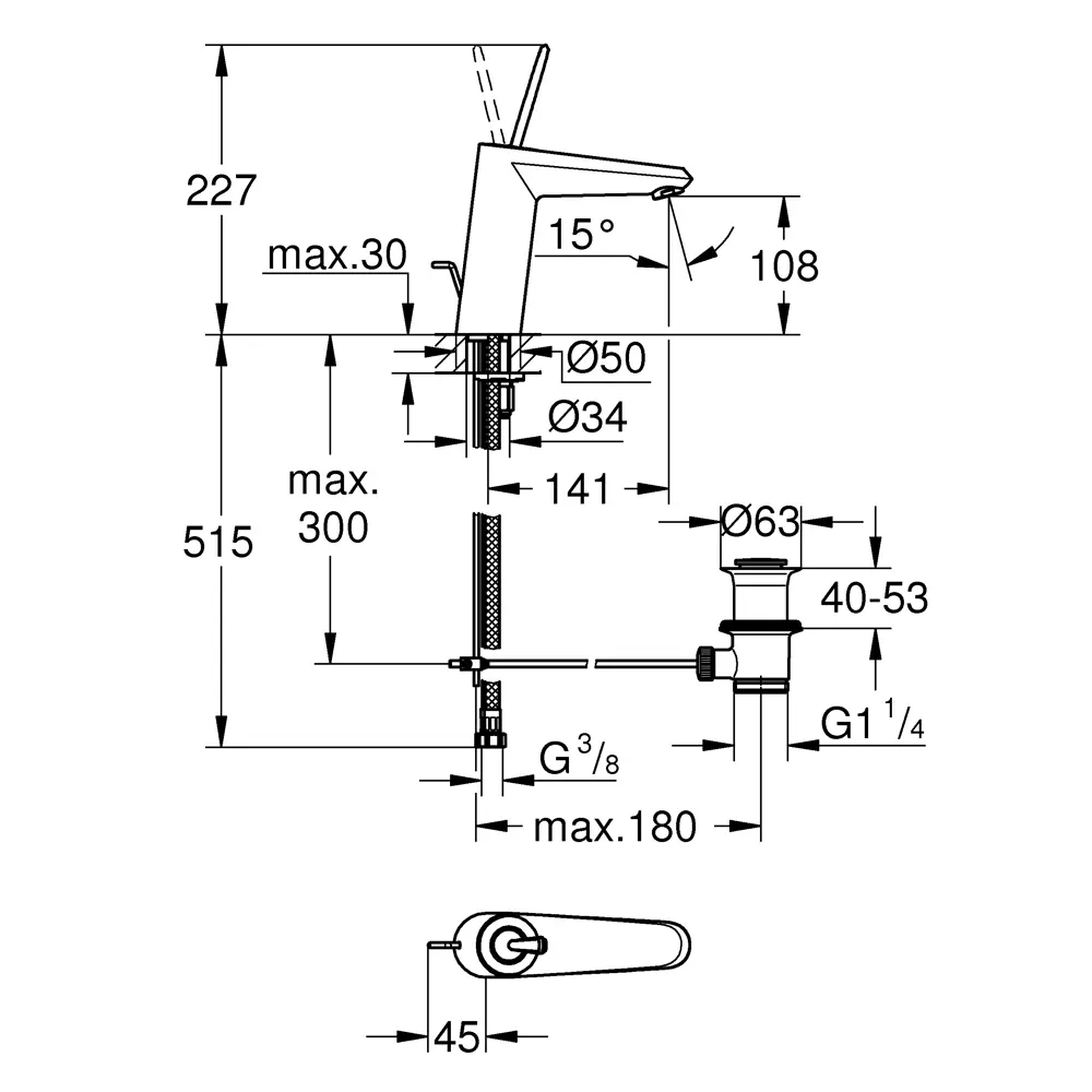 Смеситель для раковины Eurodisc Joy M однорычажный цвет белый 80158238 STLM-2190459 Grohe Eurodisc Joystick - Вид №6