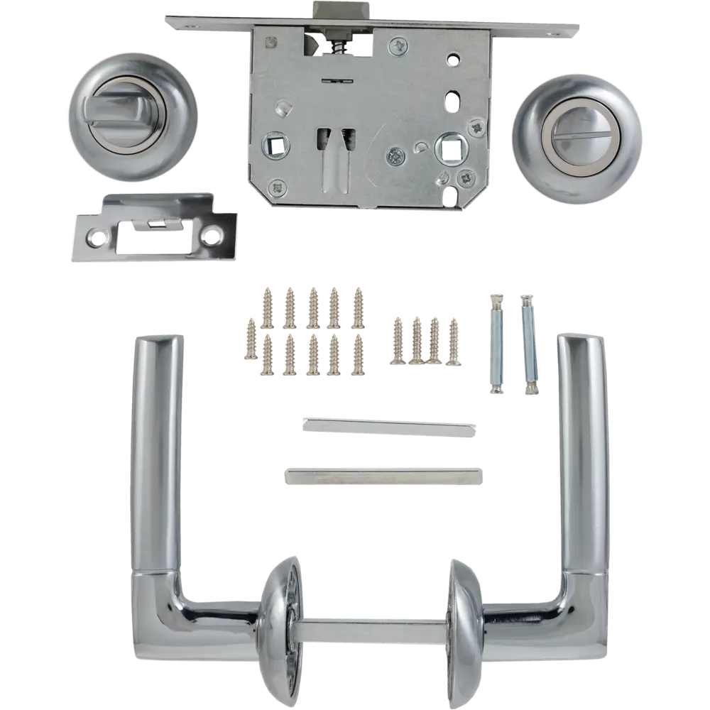 Дверные ручки Edson PS 15-Z01, с запиранием, комплект, цвет матовый хром STLM-2112259 - Вид №1