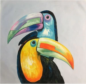 Картина на холсте 100х100 см "Туканы - 2" EVENHOME КАРТИНЫ МАСЛОМ 130097 Бежевый;желтый;черный;разноцветный