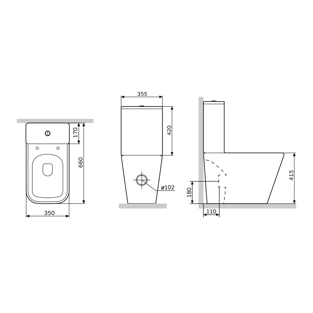 AM.PM Spike Flash Clean — безободковый унитаз-компакт с микролифтом 89343093 STLM-1477170 - Вид №5
