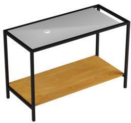 STP 120 04 Мебель для подвешивания и подставки Azzurra ceramica Основание из окрашенного металла в комплекте с индивидуальной полкой с децентрализованным отверстием (двустороннее) и деревянной столешницей со встроенной вешалкой для полотенец HANG&STAND