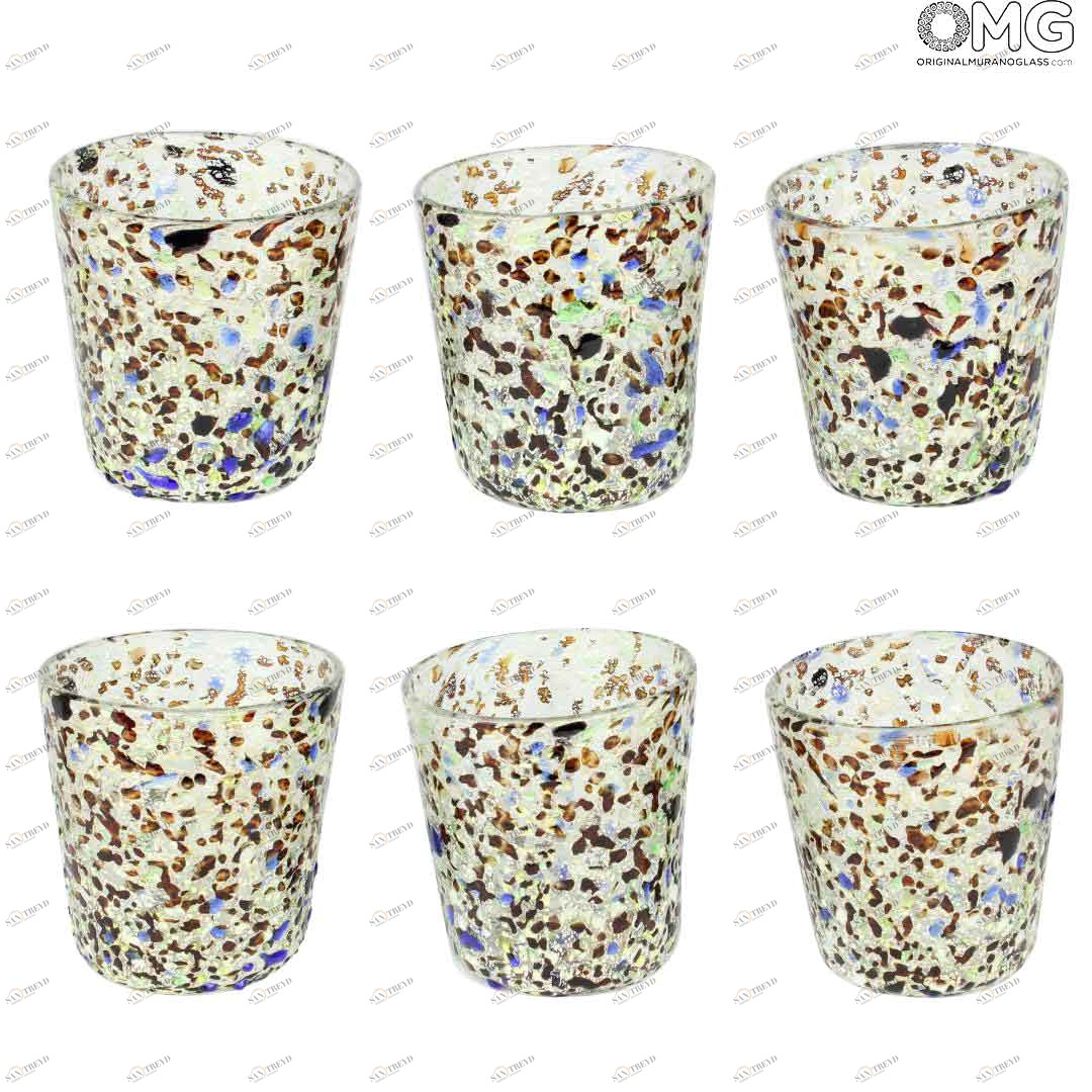 2192 ORIGINALMURANOGLASS Набор из 6 рюмок Арлекино - муранское стекло 6 см 