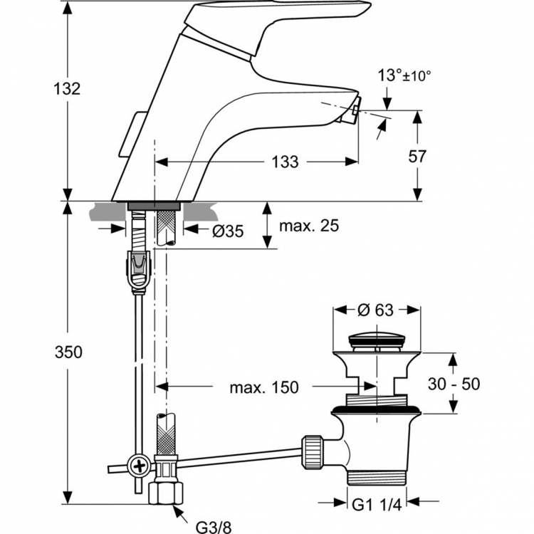 A5655AA Смеситель для биде Ideal Standard CERAMIX BLUE - Вид №2