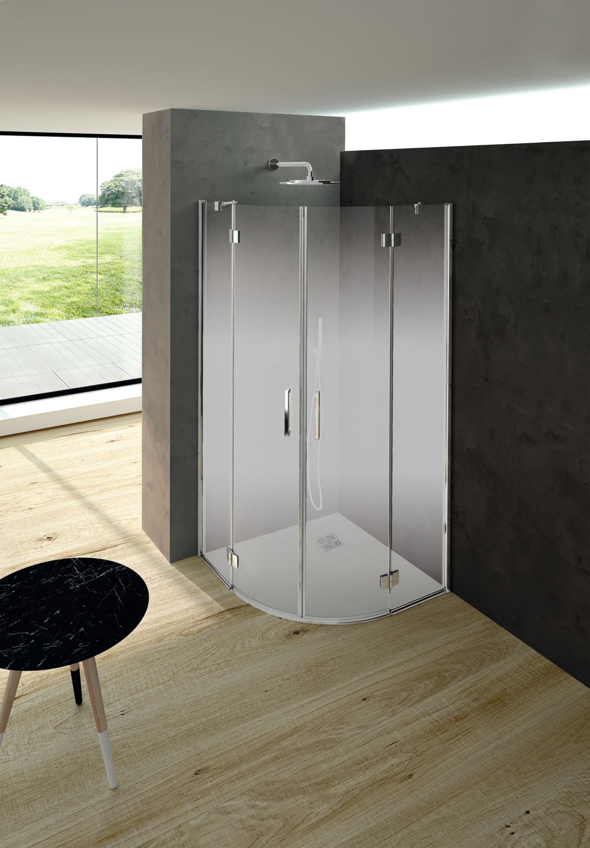 Алюминиевая и стеклянная полукруглая угловая душевая кабина с распашной дверью CSA Box Doccia Алиса ARCH-00115929 - Вид №1