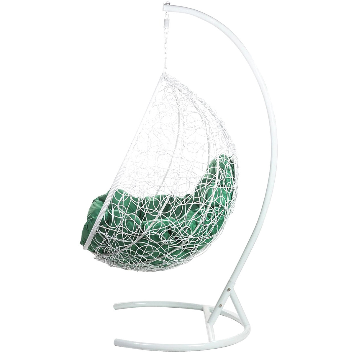 Подвесное кресло в виде капли белое с зеленой подушкой Tropica White BIGARDEN  00-3974088 Белый  - Вид №2