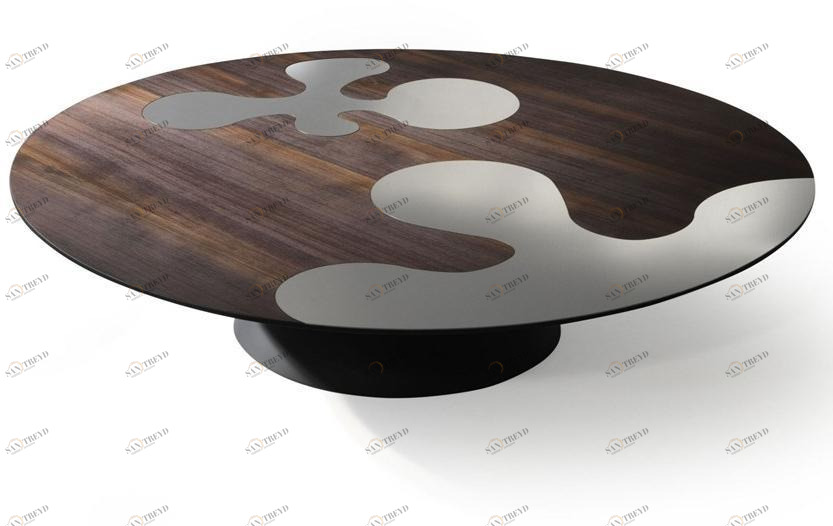 ALBEDO Низкий круглый журнальный столик из стали и дерева sun-id-1423111