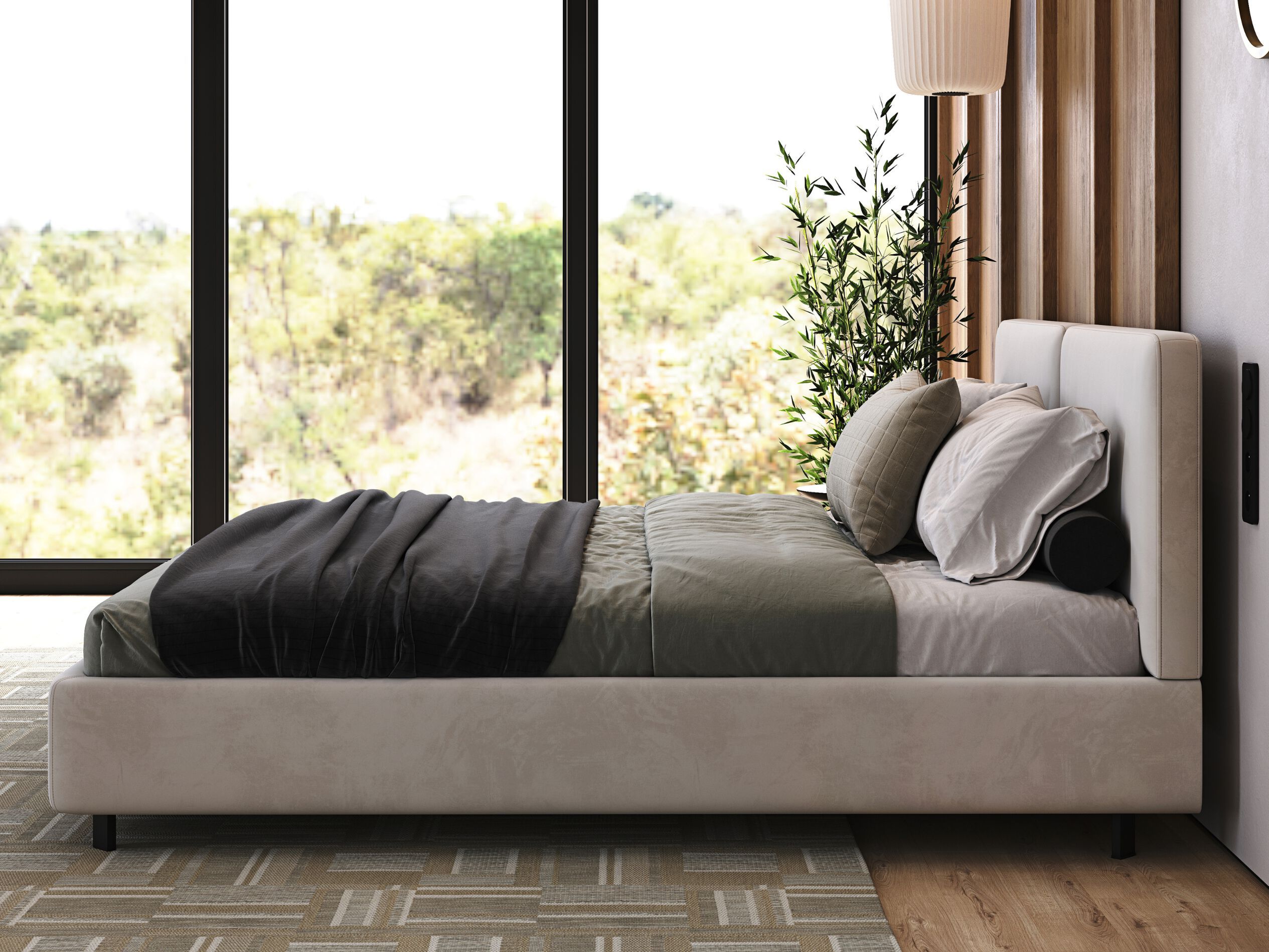 Двуспальная кровать с мягким изголовьем Woodsoft ELIM ARCH-00037113 - Вид №3