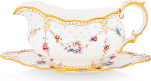 10560648 Royal Crown Derby Соусник с подставкой Royal Crown Derby "Роял Антуанетта" 560мл Фарфор костяной