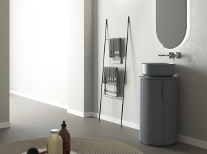 Деревянный напольный шкаф с одной раковиной с дверцами