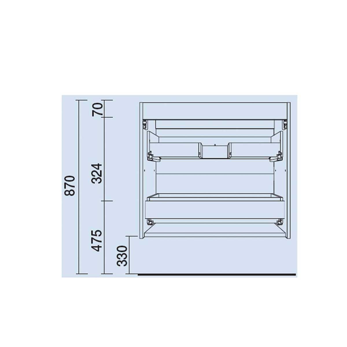 23292 SALGAR Мебель для умывальника FUSSION CHROME 700 2 ящика GLOSS TAUPE 697 x 540 x 450 мм Глянцево-серо-коричневый - Вид №3