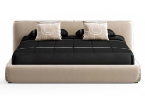 Тканевая кровать с изголовьем контейнера