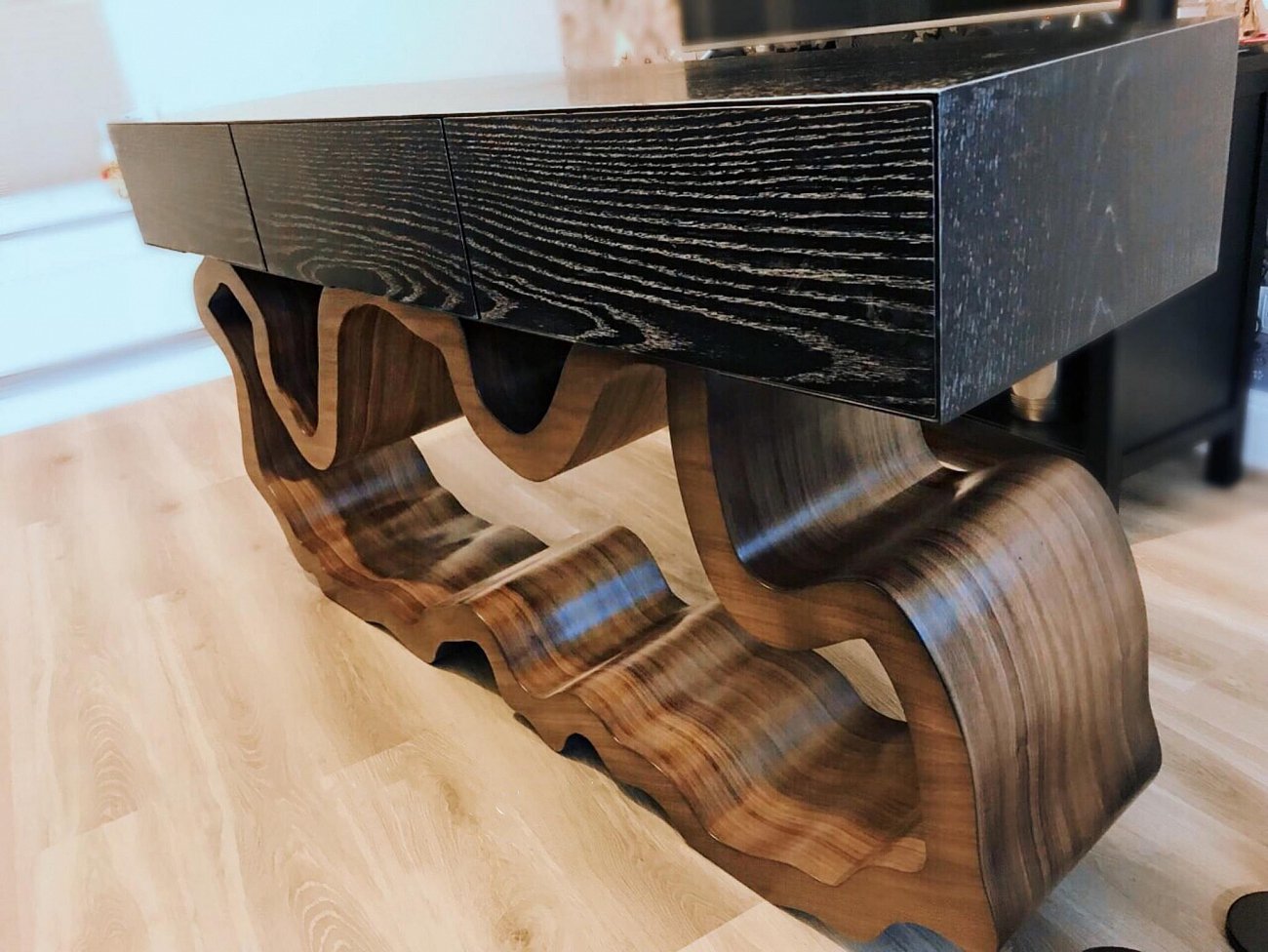 Консоль черная с деревянными ящиками "Эклер 2.0" ODINGENIY  178451 Бежевый;черный  - Вид №7