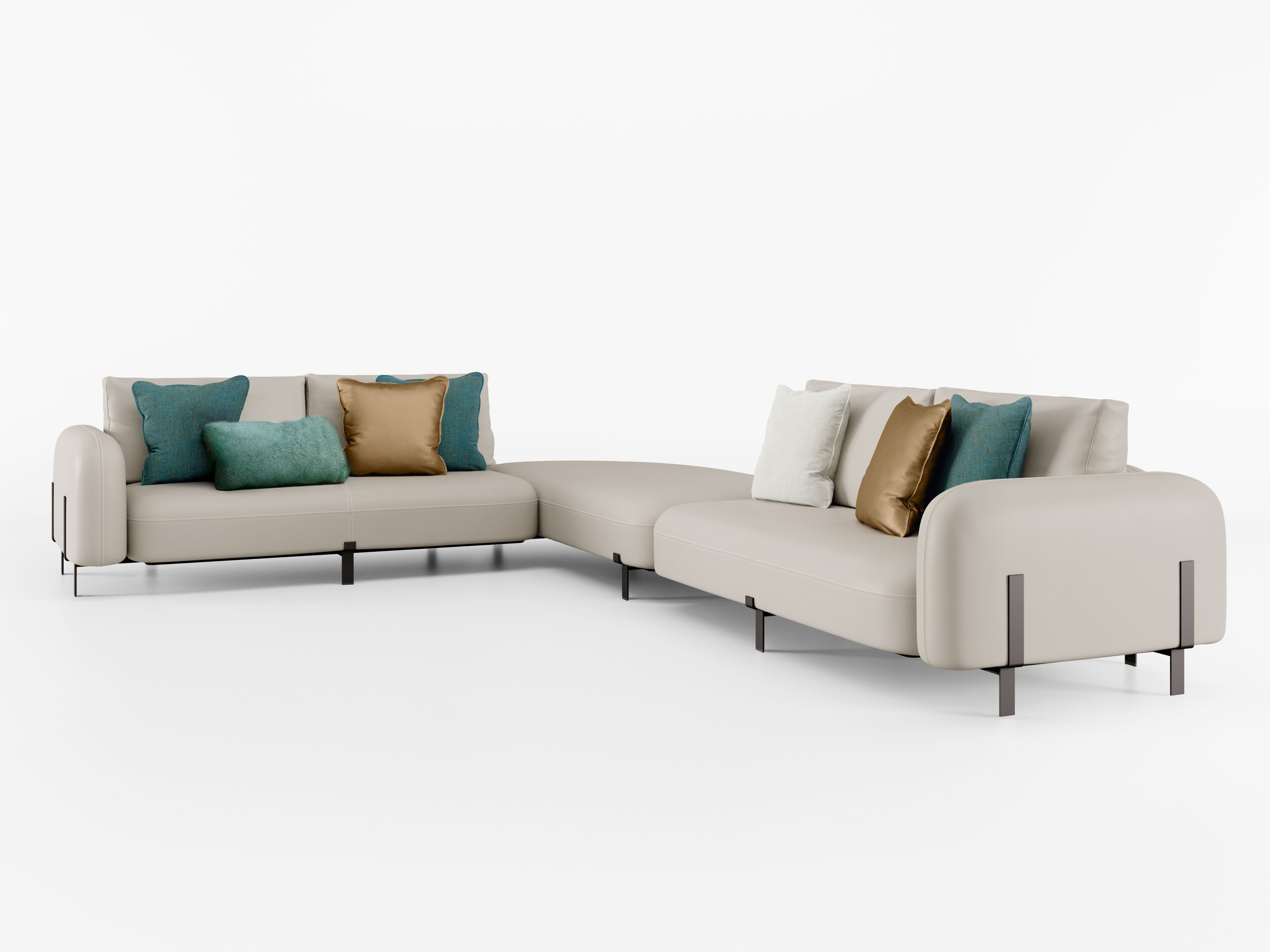 5-местный кожаный угловой модульный диван Bizzotto Italia Нара ARCH-00063023