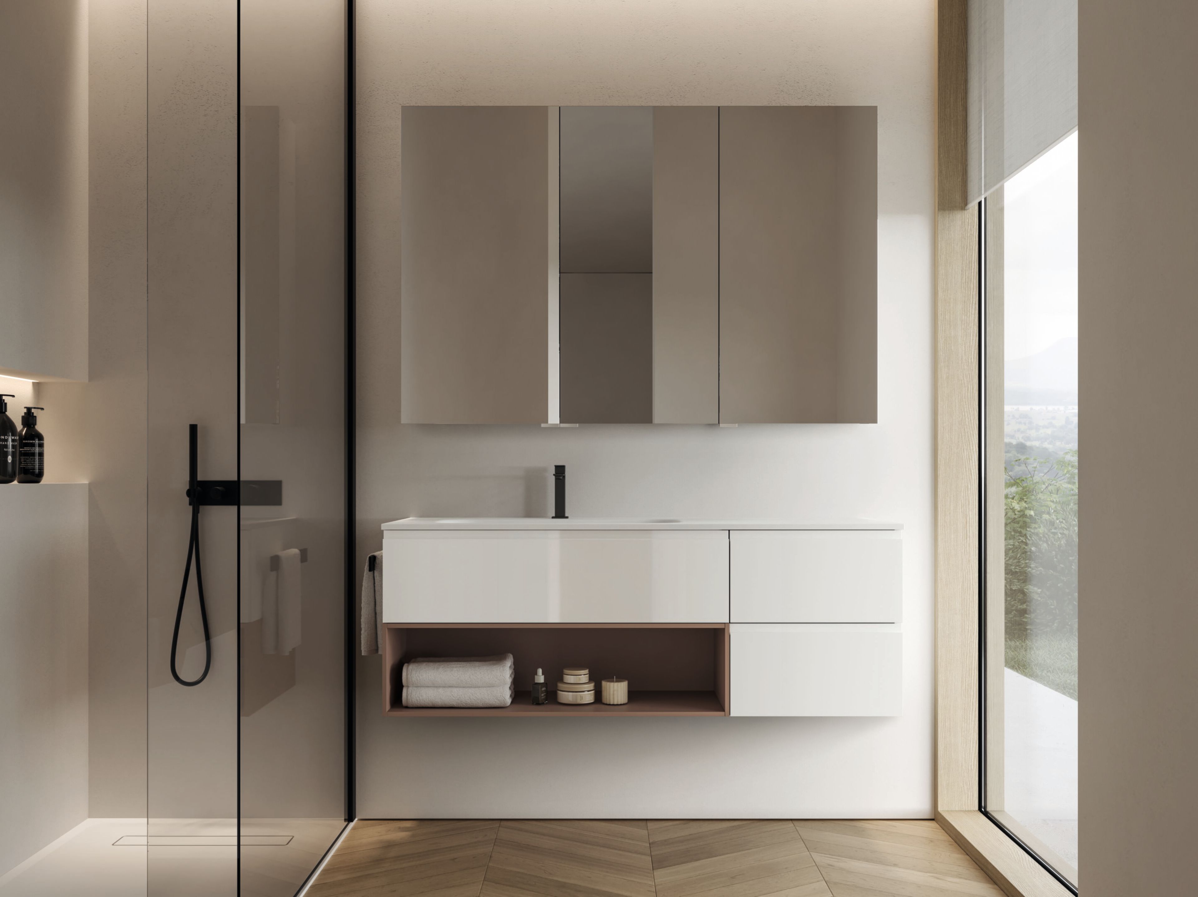 Подвесной туалетный столик с зеркалом Ideagroup Seventy Form ARCH-00036182