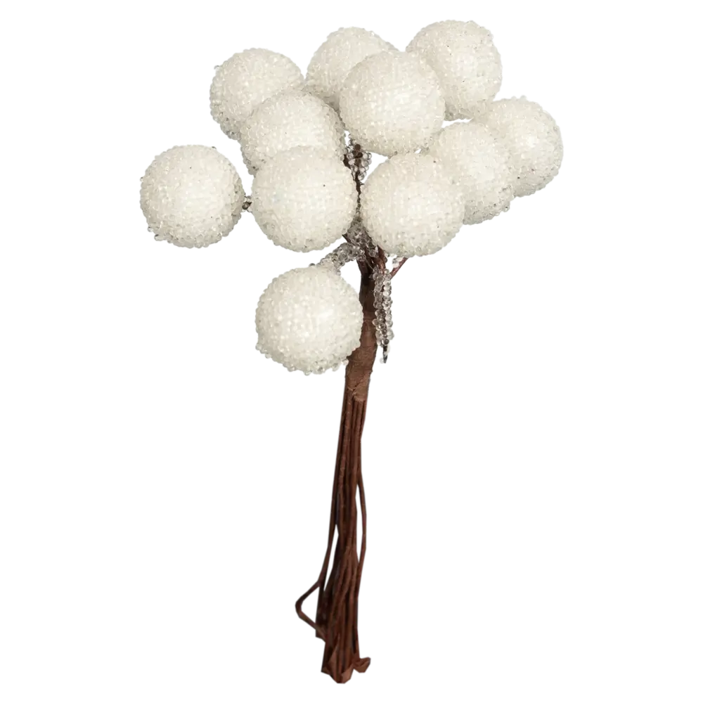 89368882 Новогоднее украшение Ветка Морозные яблоки 11x4 см белый STLM-1333474 Santreyd  - Вид №1