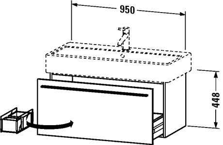 XL604601212 X-Large Тумбочка подвесная Дуб брашированный, натуральный шпон Duravit - Вид №1