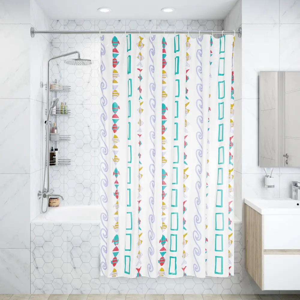 Штора для ванны Bacchetta Acquario с кольцами 180x200 см ПВХ , цвет мультиколор 84621364 STLM-2015284 б/с