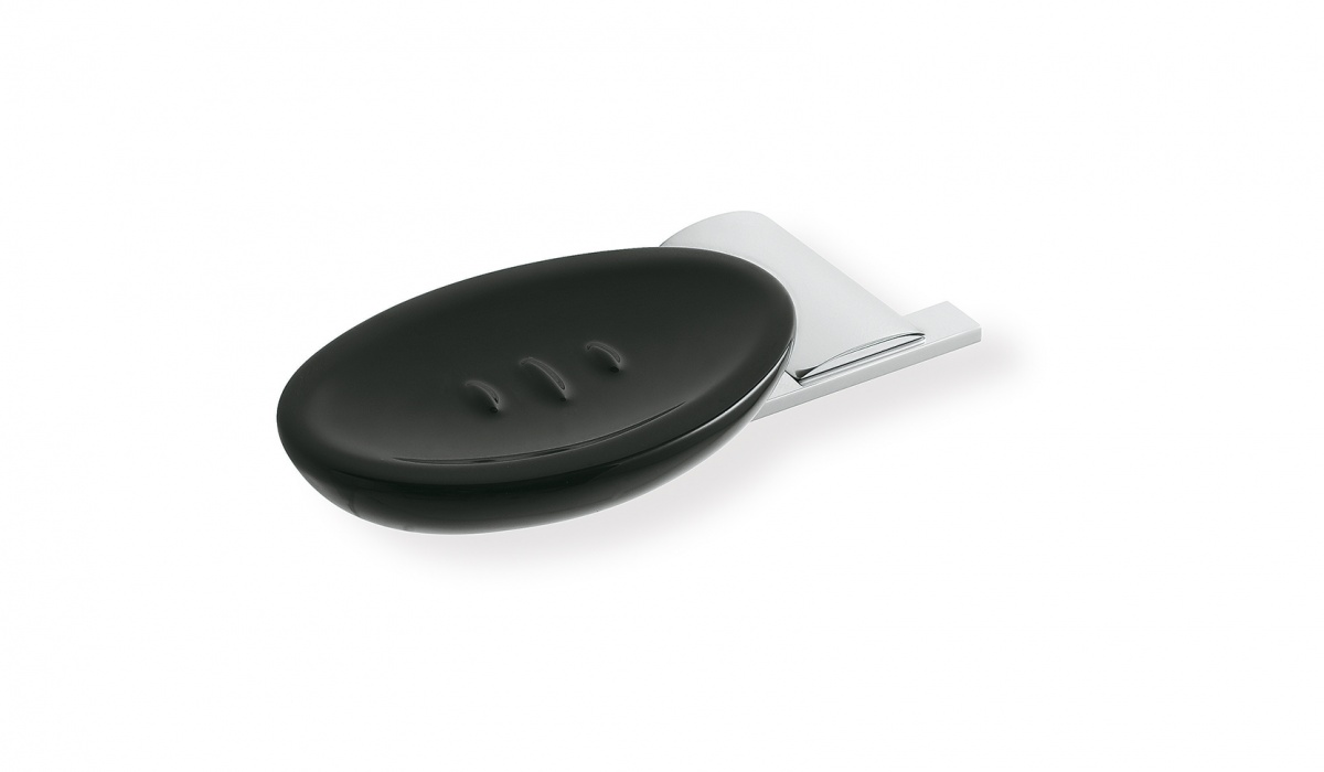 AR09(08-NE) Stil Haus Aria, настенная керамическая мыльница, цвет хром - черная керамика