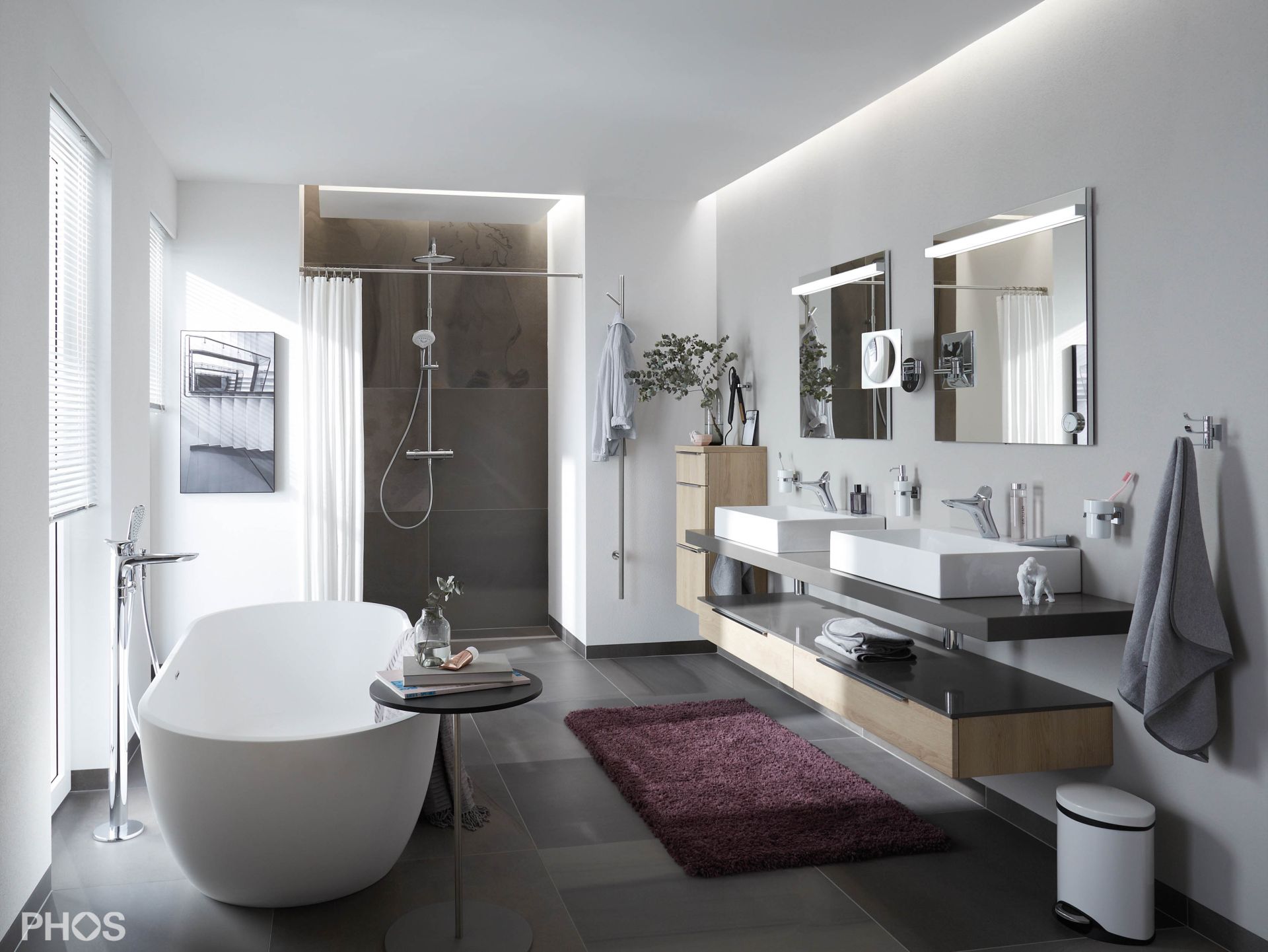 DSRN20-1 Карниз для душевой занавески в виде трубки ø20 мм от 50 до 100 см - на заказ PHOS  - Вид №4