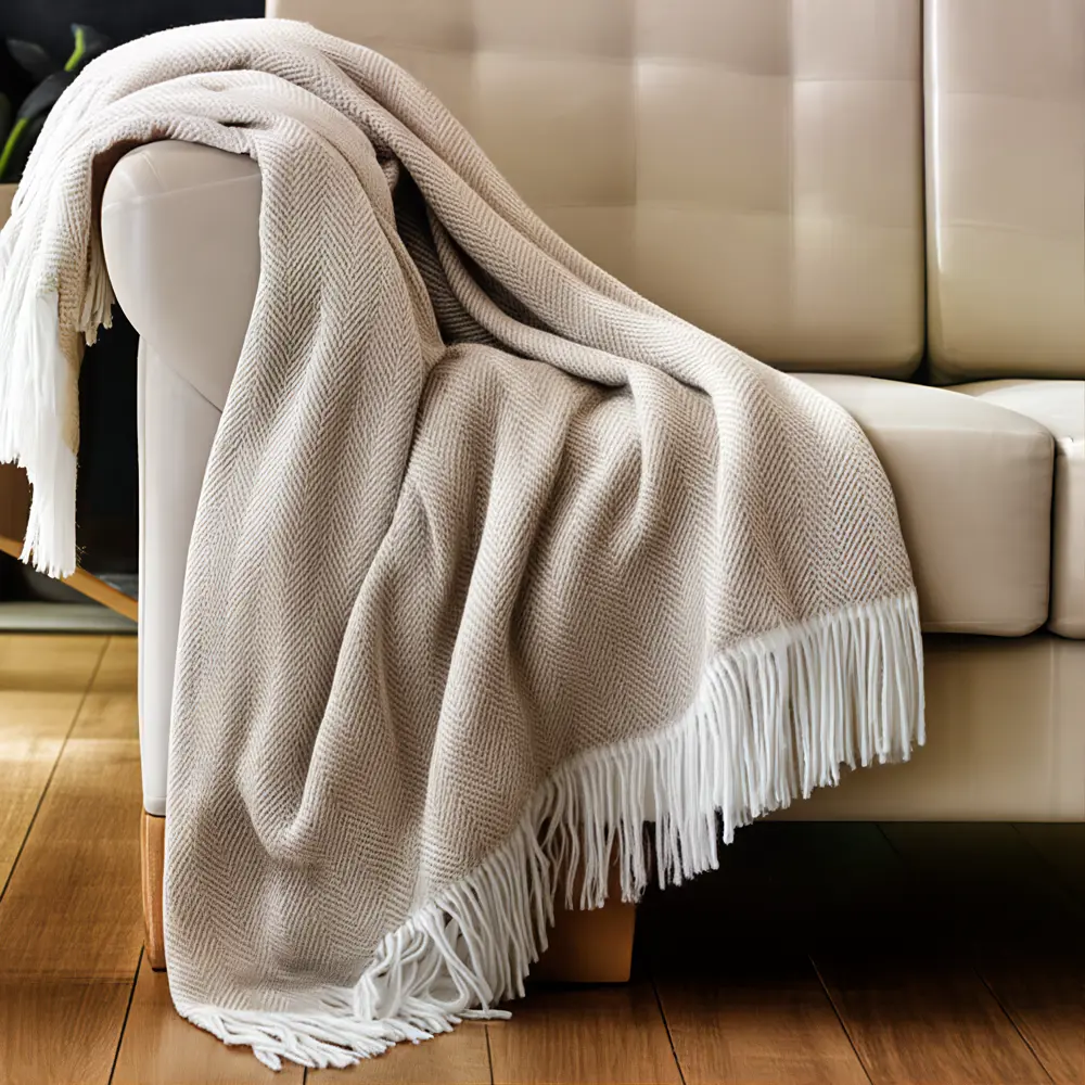 Плед Милан бежевый с вензельным узором 150x200 см 89426312 Santreyd STLM-1582112 - Вид №3