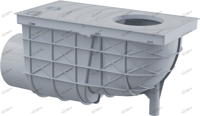 Ливнеотвод 300×155/110 мм, сток – боковой, серый ALCAPLAST AGV3S