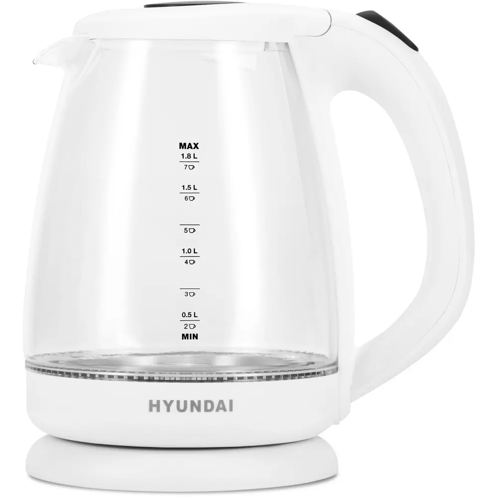 Электрический чайник Hyundai HYK-G2001 1.8 л стекло цвет белый Santreyd STLM-2003107