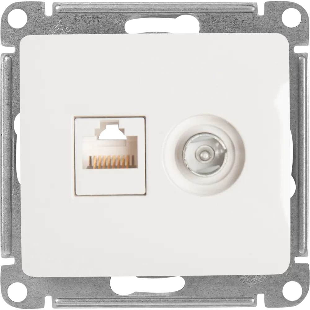 Schneider Electric Glossa — двойная розетка RJ45+TV для скрытого монтажа 84693607