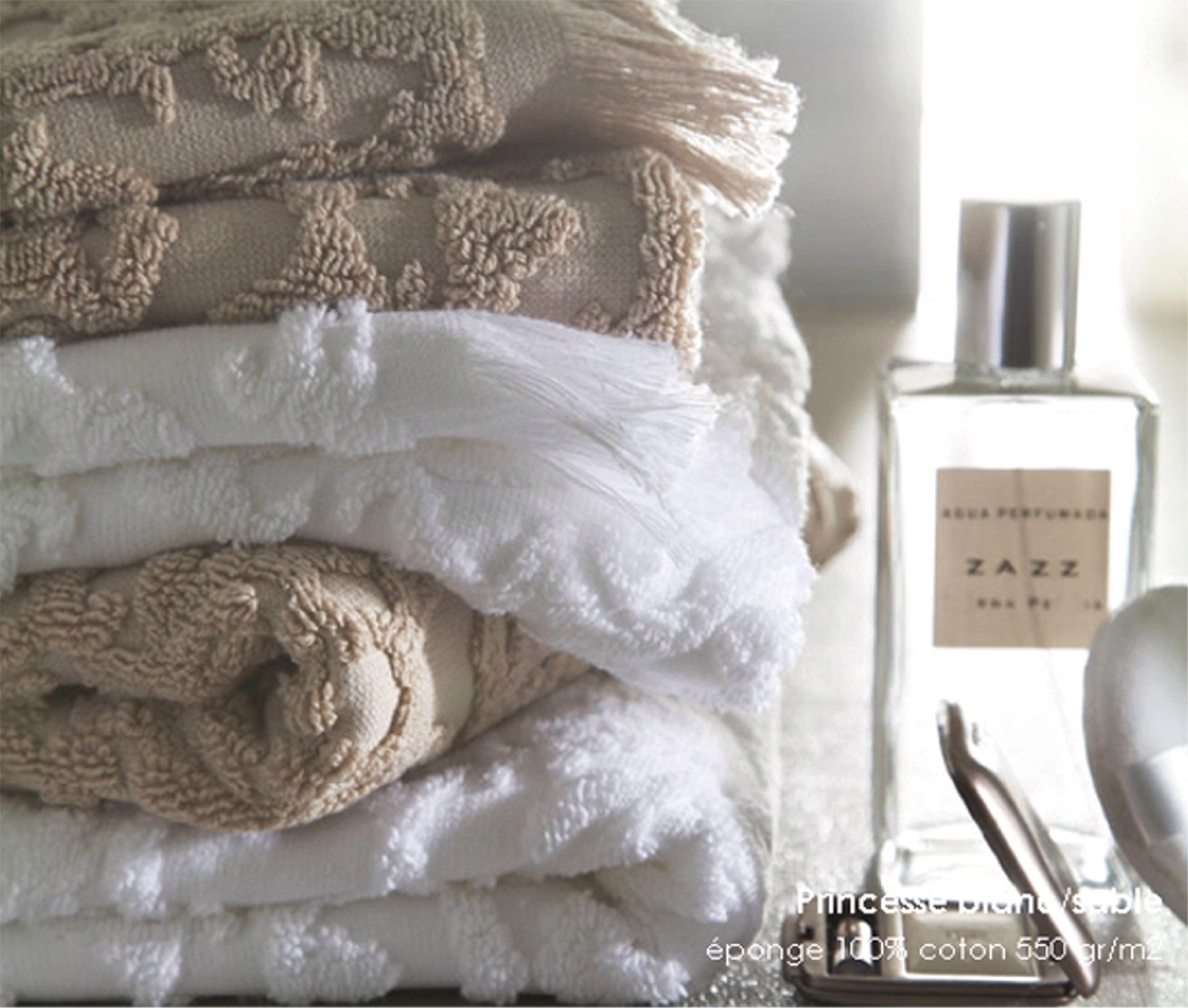 PR_BL_70 Полотенце Princess blanc белый 70/140, хлопок 550 гр/м2 Blanc des Vosges Santreyd 