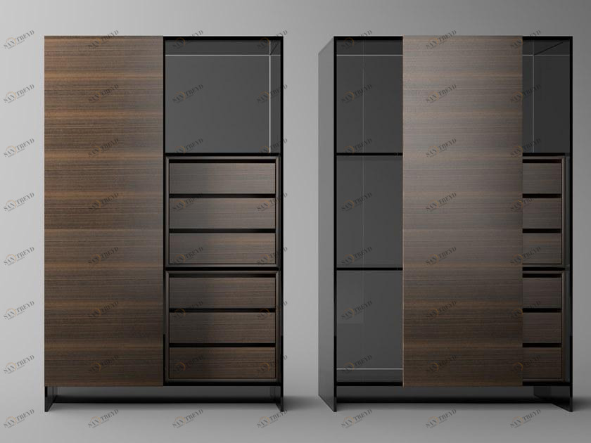 Tonelli Design Модульный буфет из дерева и стекла с раздвижными дверцами Shoji sun-id-1419818