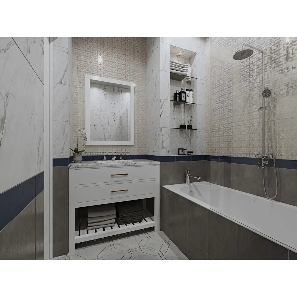 Керамогранит Teo 25x7.5 см 0.79 м2 цвет синий глянцевый BELANI STLM-2098751 - Вид №7