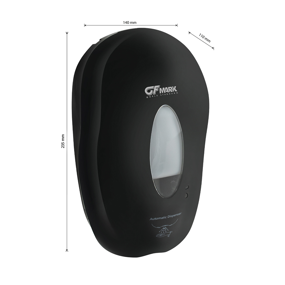 GFmark - Дозатор СЕНСОРНЫЙ, ДЕЗИНФЕКЦИЯ, модель КОКОН с окошком, пластик АБС, ЧЁРНЫЙ, с датчиком объёма жидкости и уровня заряда батарей, 1000 мл, код: 722  - Вид №10