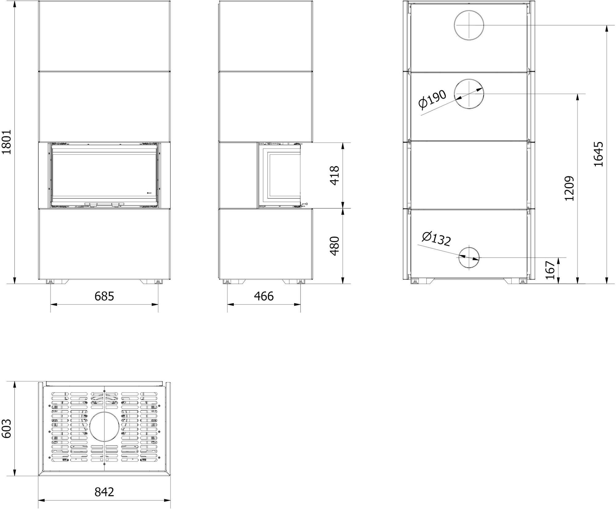 Kratki Дровяной стальной камин с панорамным остеклением sun-id-1360771 - Вид №6